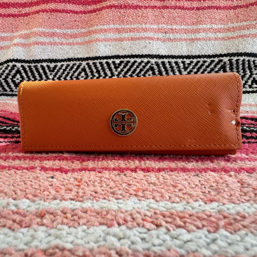 Tory Burch Orange Leather Eyewear Glasses Case